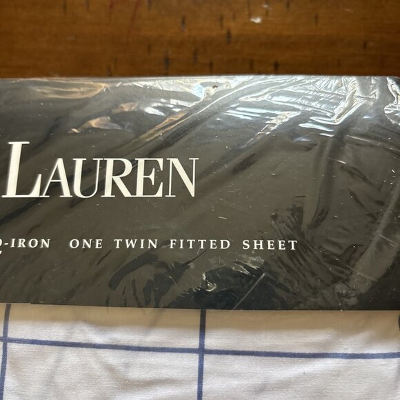 Ralph Lauren 100% Cotton Twin Sheet Set White With Blue New 200 Thread Count - Picture 3 of 7
